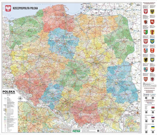 Mapa Ścienna Polski - Administracyjno-Samochodowa Piętka