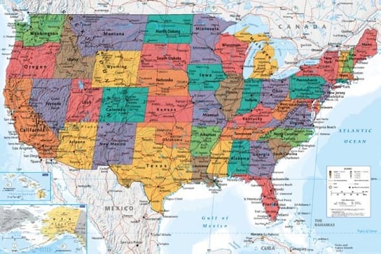Mapa Stanów Zjednoczonych - plakat 91,5x61 cm GBeye