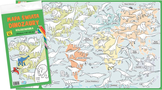 Mapa świata Dinozaury. Kolorowanka XL Opracowanie zbiorowe