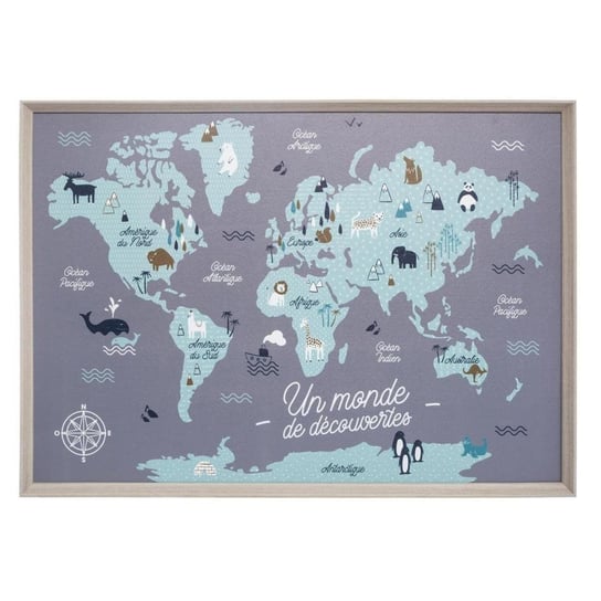 Mapa świata dla dzieci, dekoracja ścienna, 70x50 cm Atmosphera for kids