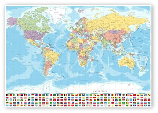 Mapa Świata Flagi Państw Plakat 120X85Cm #221 KMB PRESS