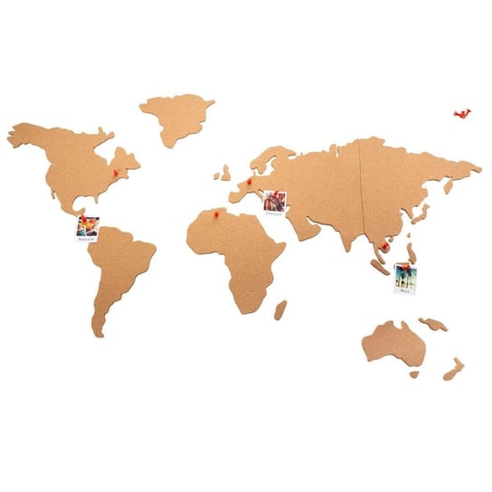 Mapa świata korkowa na ścianę ATMOSPHERA, brązowa, 50x102 cm Atmosphera