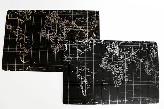 Mapa świata, mata na stół SIL, biały nadruk Sil