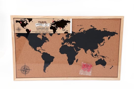 Mapa świata, tablica korkowa, SIL, 37x60 cm Sil