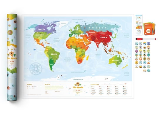 Mapa świata Travel map kids sights, błękitna 1DEA.me