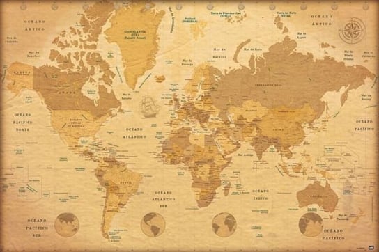Mapa Świata Vintage - plakat Grupoerik