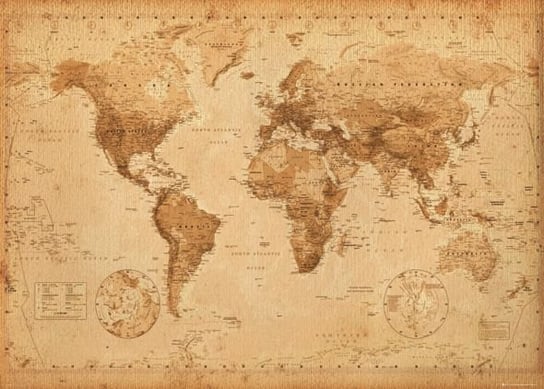 Mapa Świata w stylu vintage - plakat 140x100 cm GBeye
