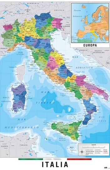 Mapa Włoch - plakat 61x91,5 cm Grupoerik