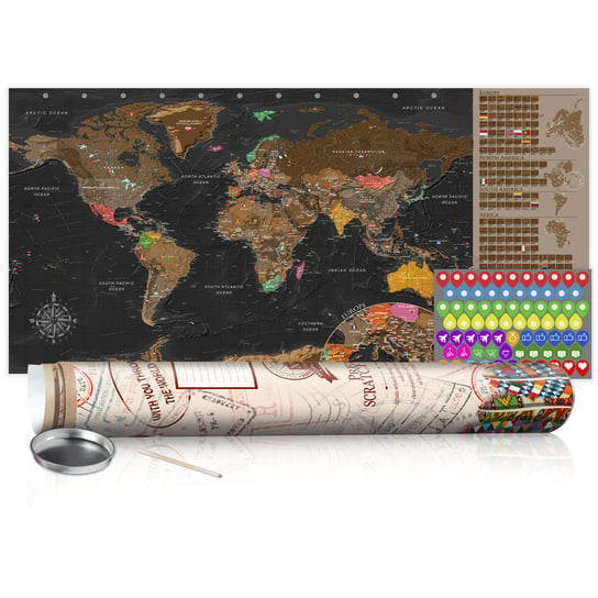 Mapa zdrapka - Brązowa mapa - plakat (wersja angielska) czarny 100x50 ARTGEIST