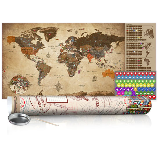 Mapa zdrapka - Mapa vintage - plakat (wersja angielska) Beżowy 100x50 ARTGEIST