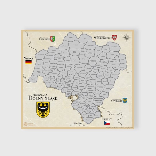 Mapa zdrapka "Odkrywaj Dolny Śląsk" kolor SREBRNY Duch Gór
