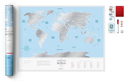 Mapa zdrapka świat, Travel Map Silver World 1DEA.me