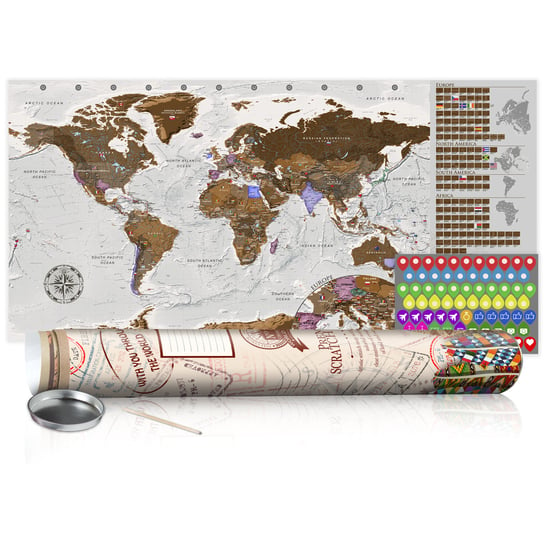 Mapa zdrapka - Szara mapa - plakat (wersja angielska) Brązowy 100x50 ARTGEIST