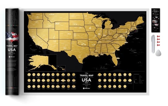 Mapa zdrapka USA Travel map, czarna 1DEA.me
