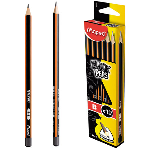 Maped, ołówek drewniany black'peps B bez gumki Maped