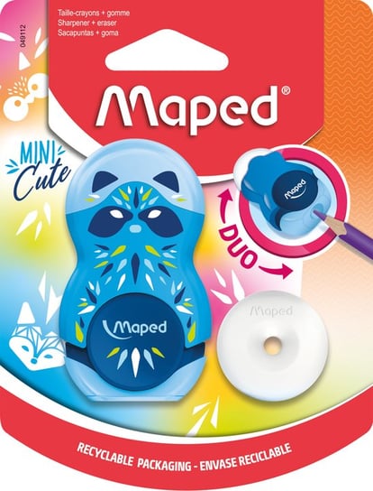Maped, Temperówka z gumką, Mini Cute Loopy, 1 otwór blister (24) Maped