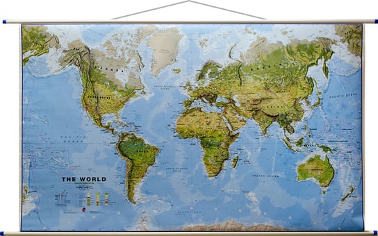 Maps International, mapa fizyczna z elementami środowiska Świat, 1:20 000 000 Maps International