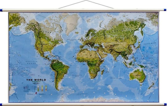 Maps International, mapa fizyczna z elementami środowiska Świat, 1:30 000 000 Maps International