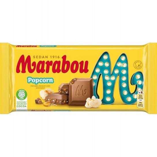 Marabou Popcorn 185g - Czekolada mleczna z kawałkami popcornu Marabou