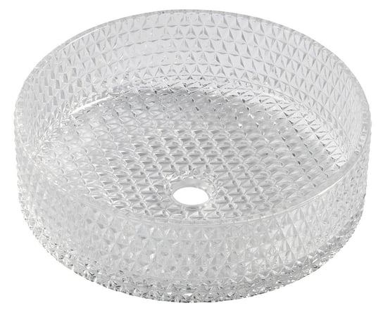 MARAGUA grawerowana szklana umywalka nablatowa Ø 39,5 cm, przezroczysty Inna marka
