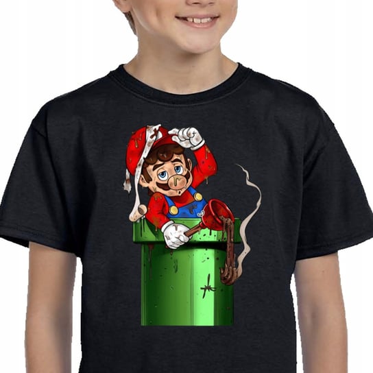Mario Bros Koszulka Śmieszna Rura 128 3307 Czarna Inna marka