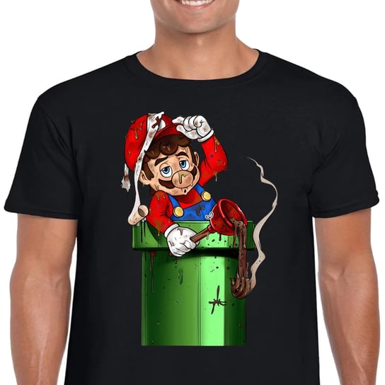 Mario Bros Koszulka Śmieszna Rura M 3307 Czarna Inna marka