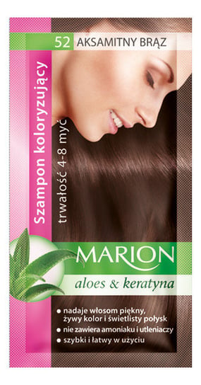 Marion, Aloes & Keratyna, szampon koloryzujący 52 Aksamitny Brąz, 40 ml Marion