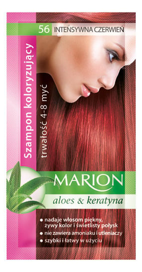 Marion, Aloes & Keratyna, szampon koloryzujący 56 Intensywna Czerwień, 40 ml Marion