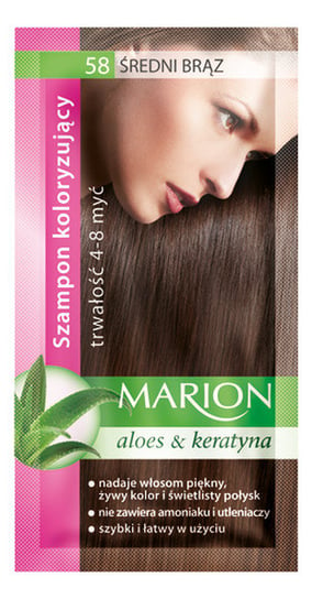 Marion, Aloes & Keratyna, szampon koloryzujący 58 Średni Brąz, 40 ml Marion