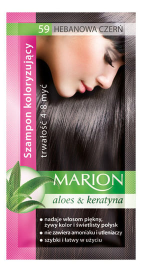 Marion, Aloes & Keratyna, szampon koloryzujący 59 Hebanowa Czerń, 40 ml Marion