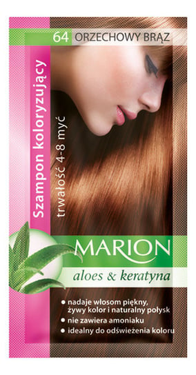 Marion, Aloes & Keratyna, szampon koloryzujący 64 Orzechowy Brąz, 40 ml Marion