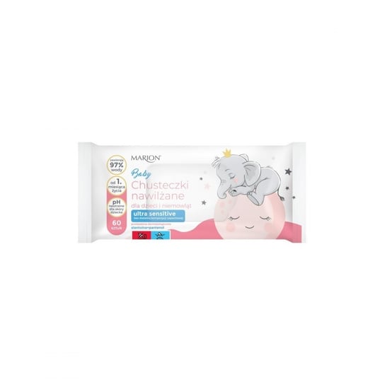 Marion Baby Chusteczki nawilżane dla dzieci i niemowląt Ultra Sensitive - alantoina+pantenol 1op.-60szt Marion