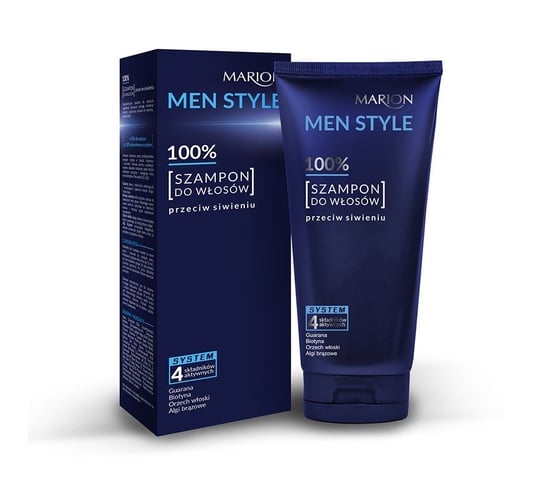 Marion, Men Style 100%, szampon do włosów przeciw siwieniu, 150 ml Marion