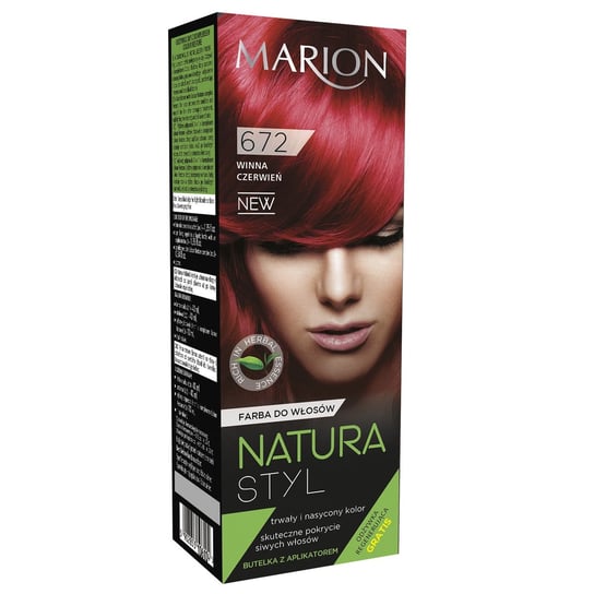 Marion, Natura Styl, farba do włosów 672 Winna Czerwień, 95 ml Marion