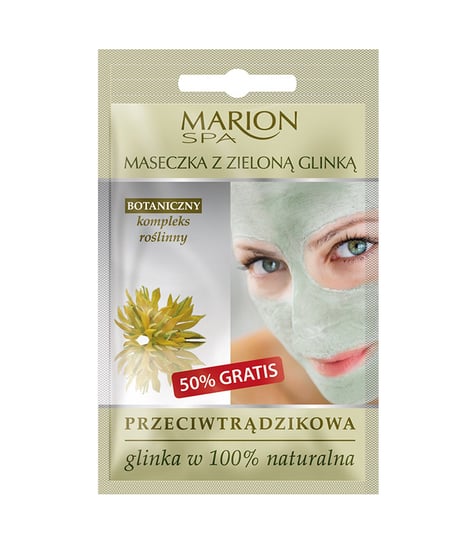 Marion, przeciwtrądzikowa maska do twarzy z zieloną glinką, 10 g Marion
