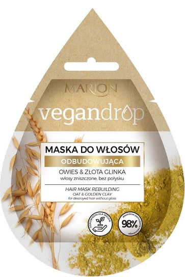 Marion Vegan Drop Maska do włosów odbudowująca Owies  Złota Glinka  20ml Marion