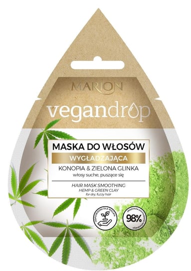 Marion Vegan Drop Maska do włosów wygładzająca Konopia  Zielona Glinka  20ml Marion