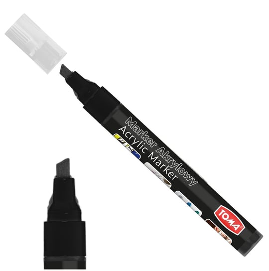 Marker akrylowy, z farbą akrylową czarny TOMA ścięty TO-403 Toma