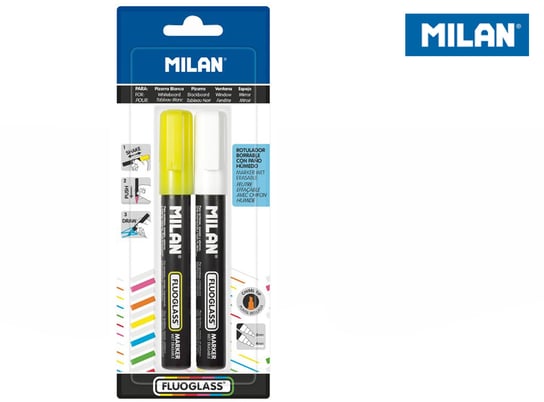 Marker do szyb Milan fluoglass: biały i żółty 2 szt. na blistrze Depesche