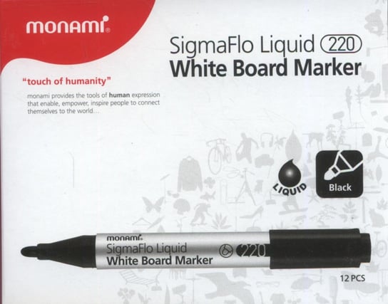 Marker do tablic, SigmaFlo 220, czarny, 12 sztuk Monami