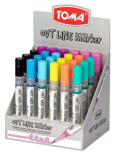 Marker Outline, srebrny z obwodką w innym kolorze, mix kolorów Toma