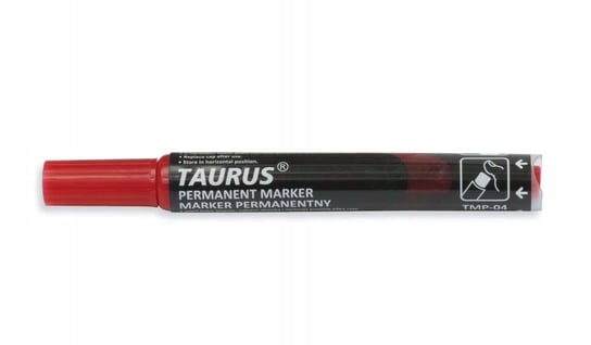 Marker Permanentny Czerwony Pisak z Tłoczkiem Taurus