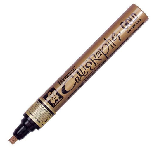 Marker permanentny, Sakura Pen-Touch Calligrapher, złoty, Medium 5,0 mm BRUYNZEEL