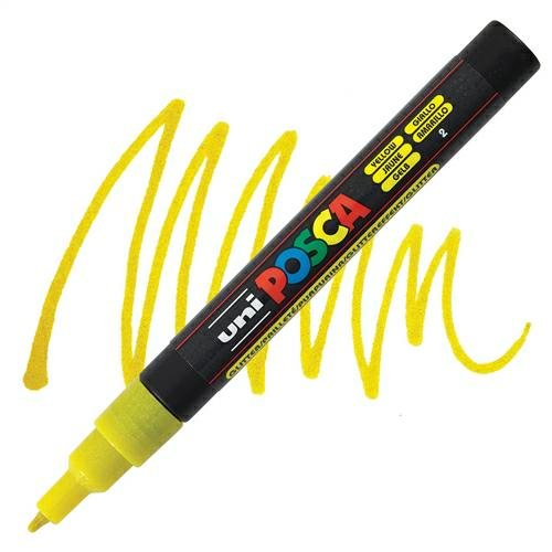 Marker pigmentowy Posca żółty brokatowy   (2) PC-3ML UNI POSCA