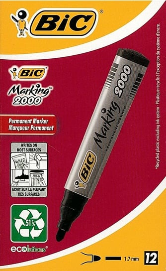 Markerokrągły, Marking 2000, czarny, 12 sztuk BIC
