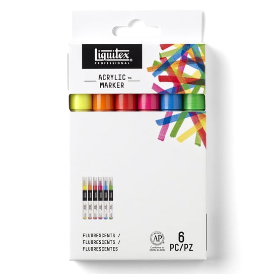 Markery akrylowe, Fluo, 6 kolorów, Liquitex LIQUITEX