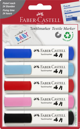 Markery do tkanin, Baby Shower, 5 kolorów Faber-Castell