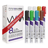 Markery kredowe Świąteczne z szablonami 8 kolorów RAWMARK Rawmark
