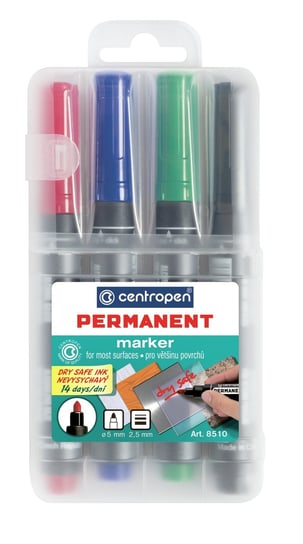Markery permanentne Centropen "Permanent Dry Safe", 4 sztuk Centropen