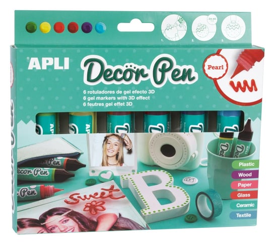 Markery żelowe z efektem 3D Apli Kids - Perłowe 6 kolorów APLI Kids